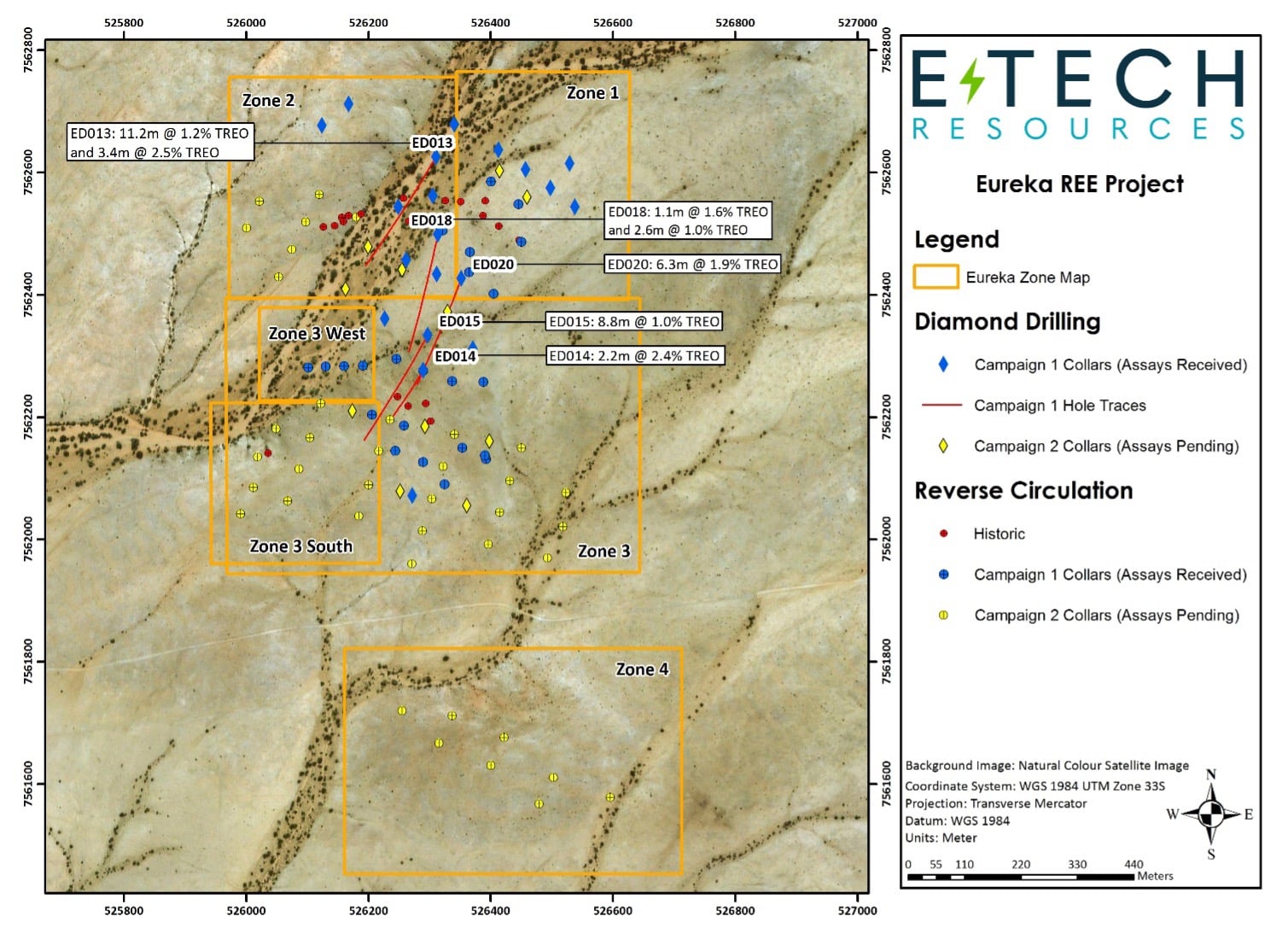 E-Tech Resources Inc Final Assay Results of Phase 1 Diamond Drilling Programme Eureka Project Namibia