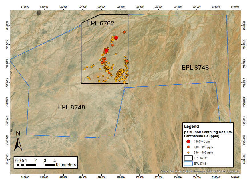 Figure 1: Rare earth element anomalies on EPL 6762. E-Tech Resources